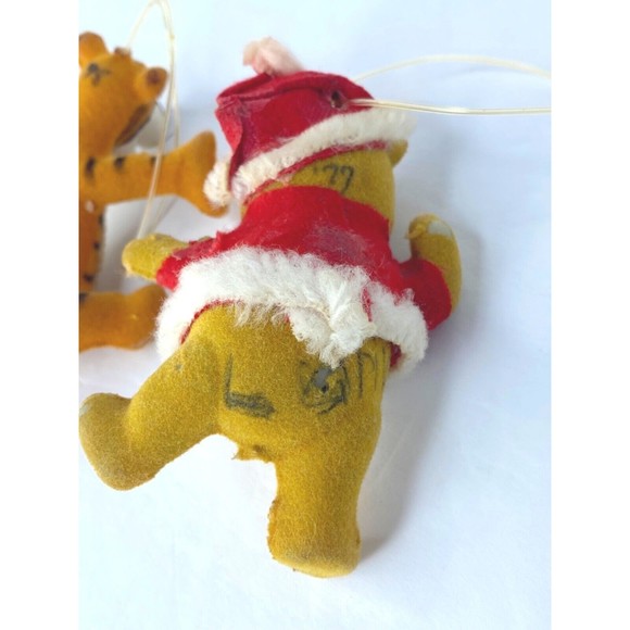 Vintage Winnie the Pooh Walt Disney Flocked Christmas Ornament Hong Kong Set 2 - Picture 7 of 11
